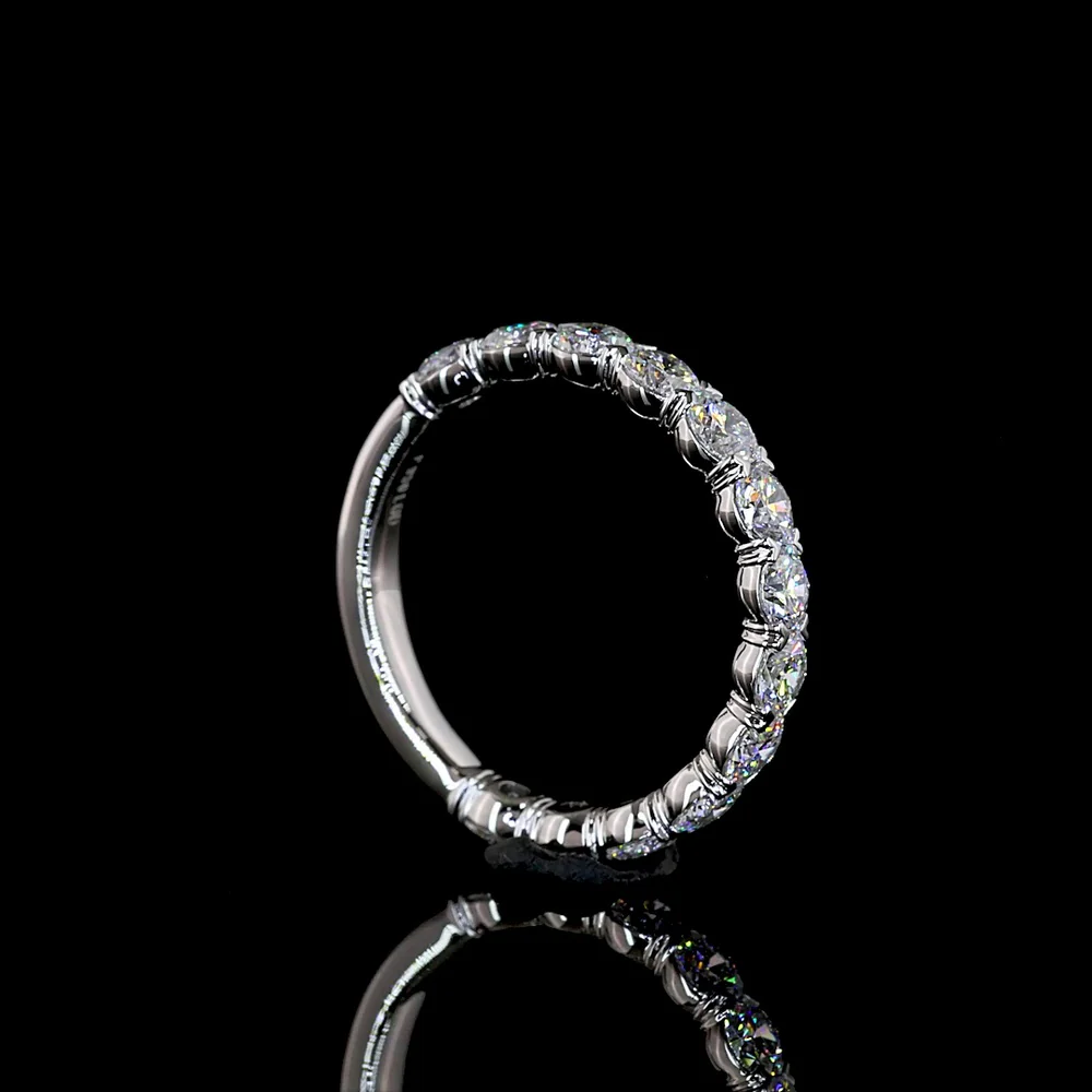 Platinum 3/4 Eternity Band with 1.07 Carat Round Brilliant Cut Lab Grown Diamonds - Prong Set, E-F Color, VS Clarity - Covaloro Fine Jewelry - Image 3