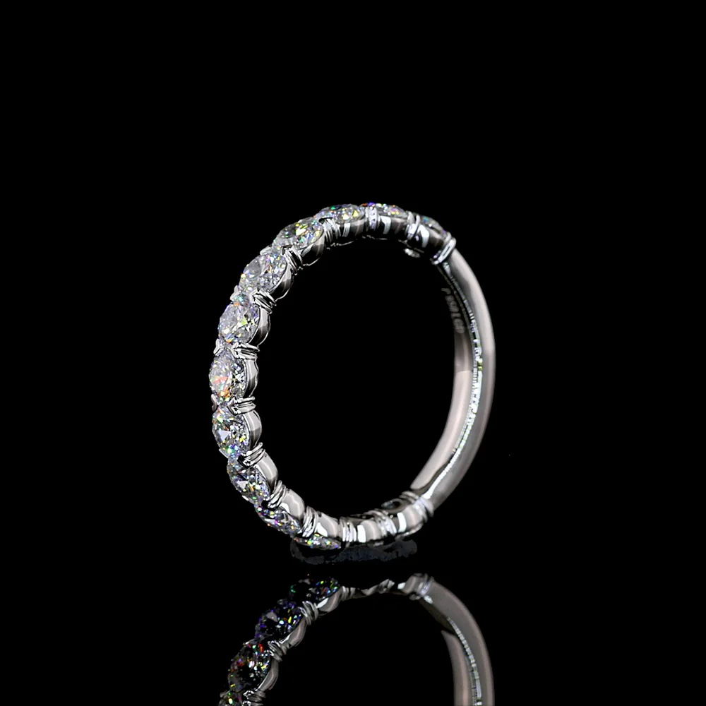 Platinum 3/4 Eternity Band with 1.07 Carat Round Brilliant Cut Lab Grown Diamonds - Prong Set, E-F Color, VS Clarity - Covaloro Fine Jewelry - Image 4
