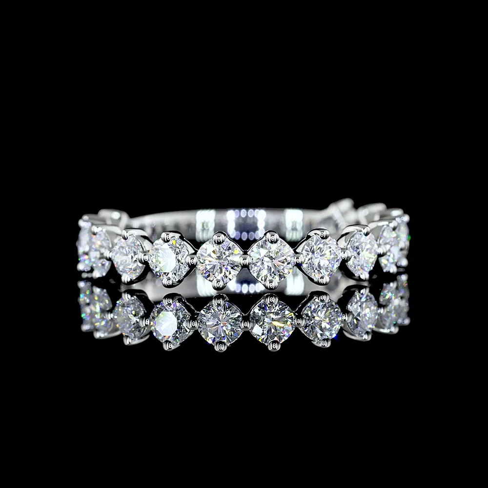 Platinum 3/4 Eternity Band with 15 Round Brilliant Cut Lab Diamonds - 1.20 Carats Total Diamond Weight - Covaloro Fine Jewelry