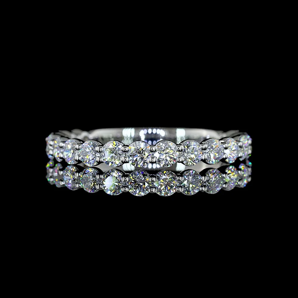 Platinum 3/4 Eternity Band with 17 Round Brilliant Cut Lab Diamonds - 0.90 Carat Total Weight, E-F Color, VVS Clarity - Covaloro Fine Jewelry