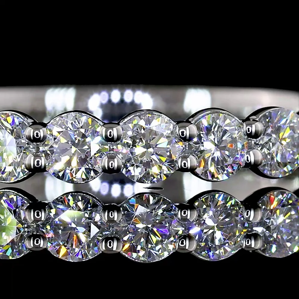 Platinum 3/4 Eternity Band with 17 Round Brilliant Cut Lab Diamonds - 0.90 Carat Total Weight, E-F Color, VVS Clarity - Covaloro Fine Jewelry - Image 2