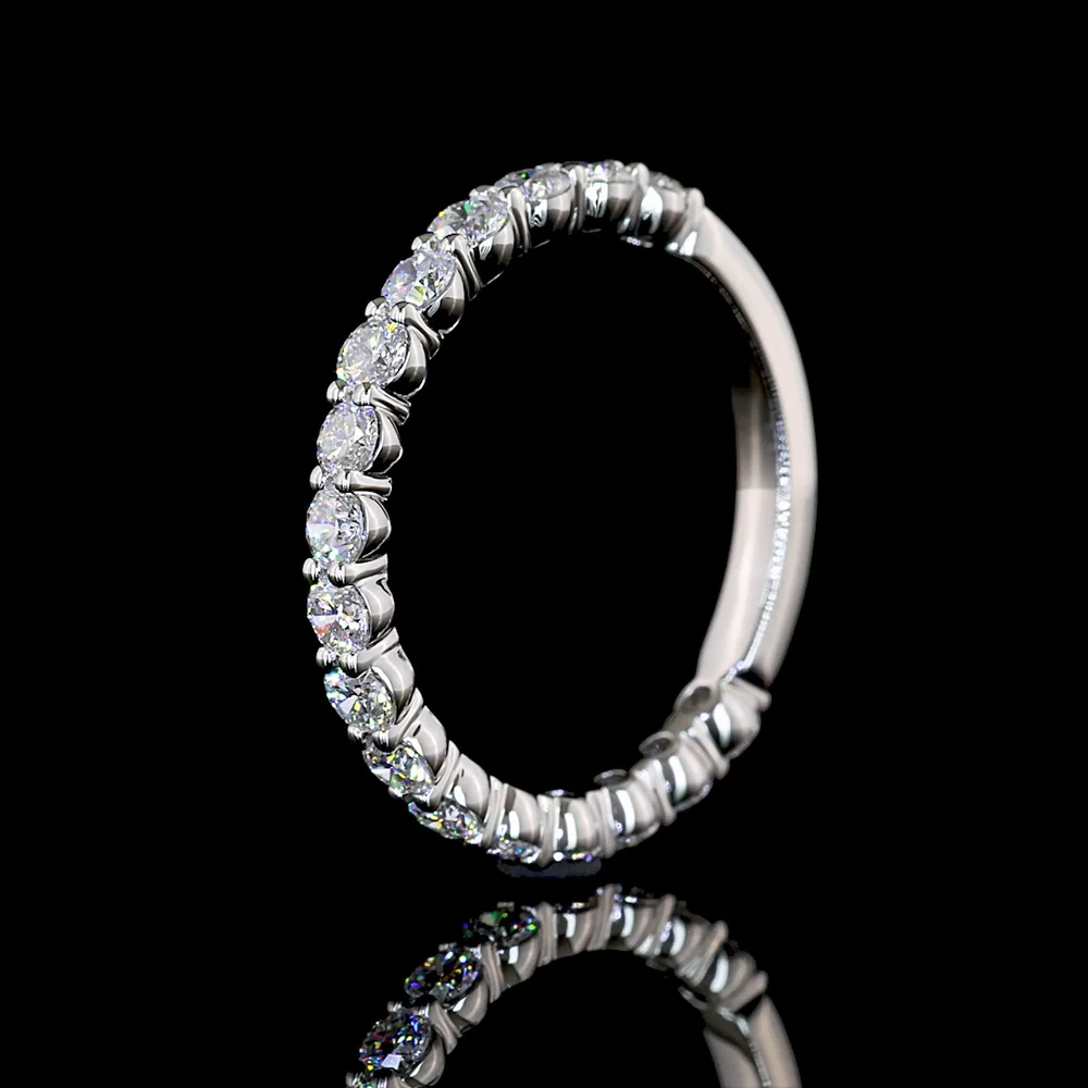 Platinum 3/4 Eternity Band with 17 Round Brilliant Cut Lab Diamonds - 0.90 Carat Total Weight, E-F Color, VVS Clarity - Covaloro Fine Jewelry - Image 4
