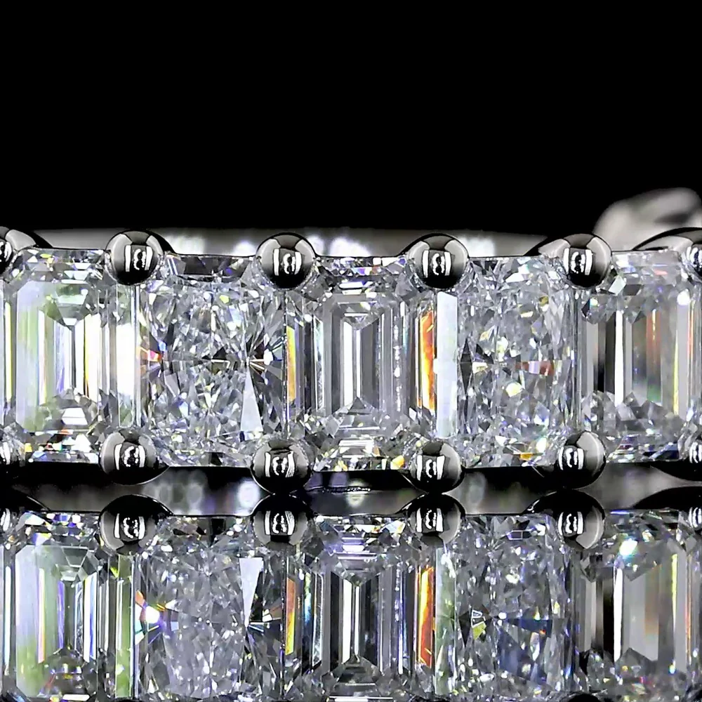 Platinum 3/4 Eternity Band with Alternating Radiant and Emerald Cut Lab Diamonds - 1.87 Carat Total Weight, E-F VS Clarity - Covaloro Fine Jewelry - Image 2