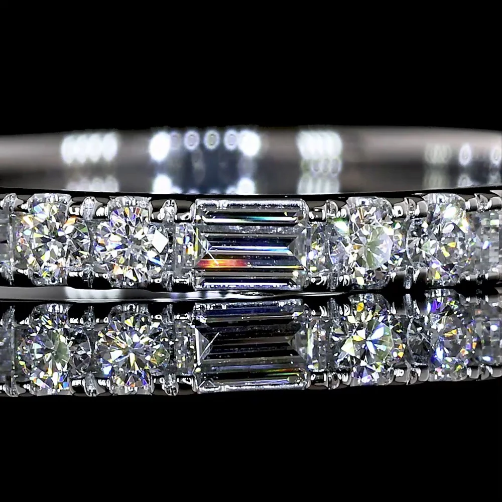 Platinum 3/4 Eternity Band with East-West Baguette and Round Lab Diamonds - 0.57 Carats Total Diamond Weight - Covaloro Fine Jewelry - Image 2