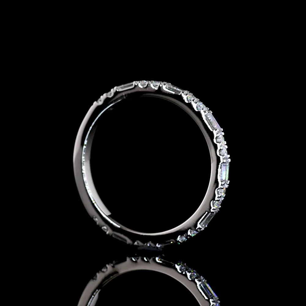 Platinum 3/4 Eternity Band with East-West Baguette and Round Lab Diamonds - 0.57 Carats Total Diamond Weight - Covaloro Fine Jewelry - Image 3
