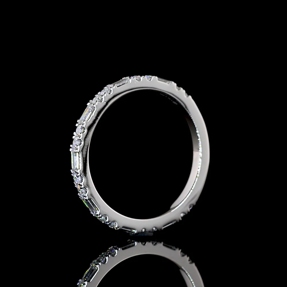 Platinum 3/4 Eternity Band with East-West Baguette and Round Lab Diamonds - 0.57 Carats Total Diamond Weight - Covaloro Fine Jewelry - Image 4