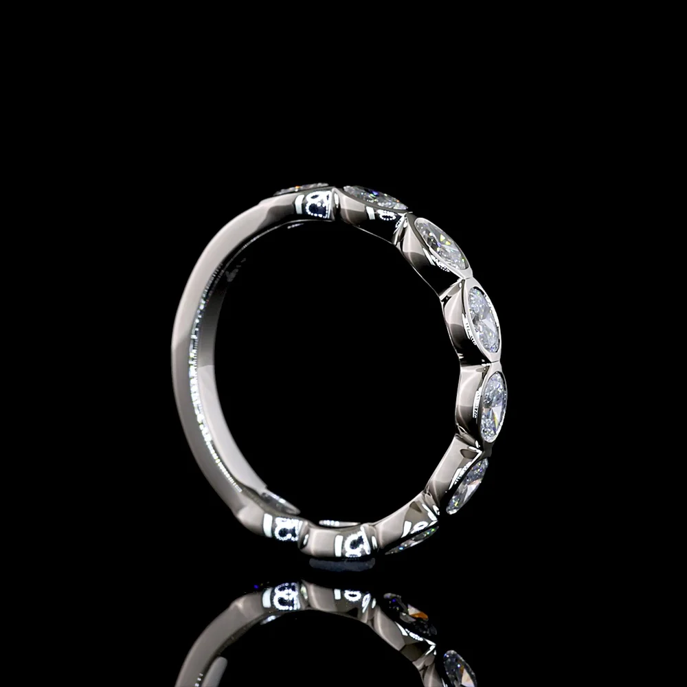 Platinum 3/4 Eternity Band with East-West Bezel Set Oval Cut Lab Diamonds - 0.84 Carat Total Weight, E-F Color, VS Clarity - Covaloro Fine Jewelry - Image 3