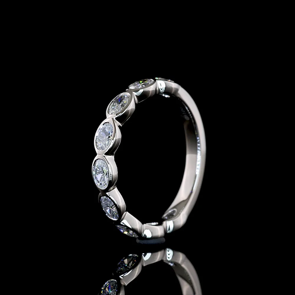 Platinum 3/4 Eternity Band with East-West Bezel Set Oval Cut Lab Diamonds - 0.84 Carat Total Weight, E-F Color, VS Clarity - Covaloro Fine Jewelry - Image 4
