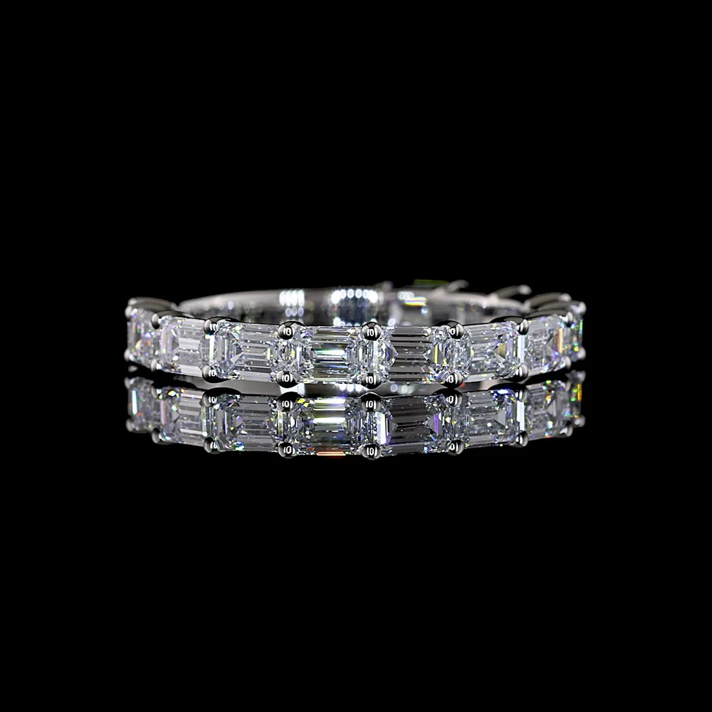 Platinum 3/4 Eternity Band with East-West Emerald Cut Lab Diamonds - 1.31 Carat Total Weight, E-F Color, VS Clarity - Covaloro Fine Jewelry