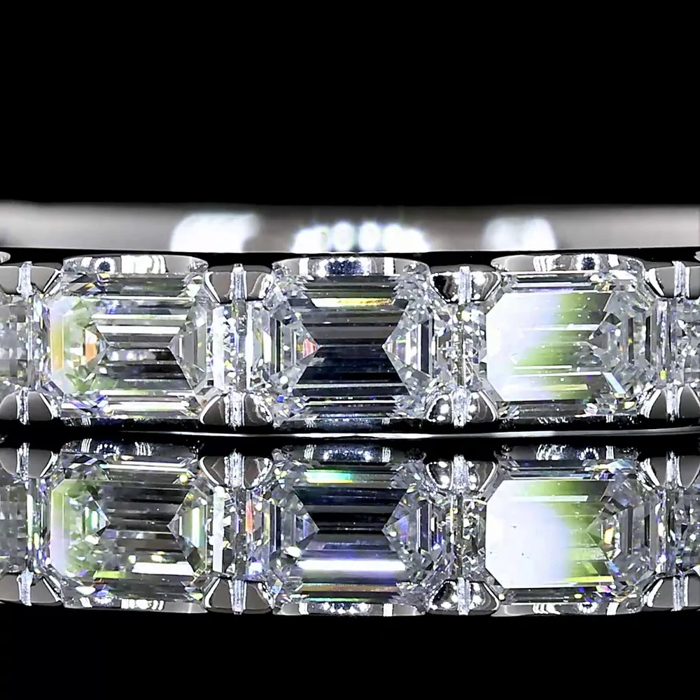 Platinum 3/4 Eternity Band with East-West Set Emerald Cut Lab Diamonds - 1.40 Carats Total Diamond Weight - Covaloro Fine Jewelry - Image 2