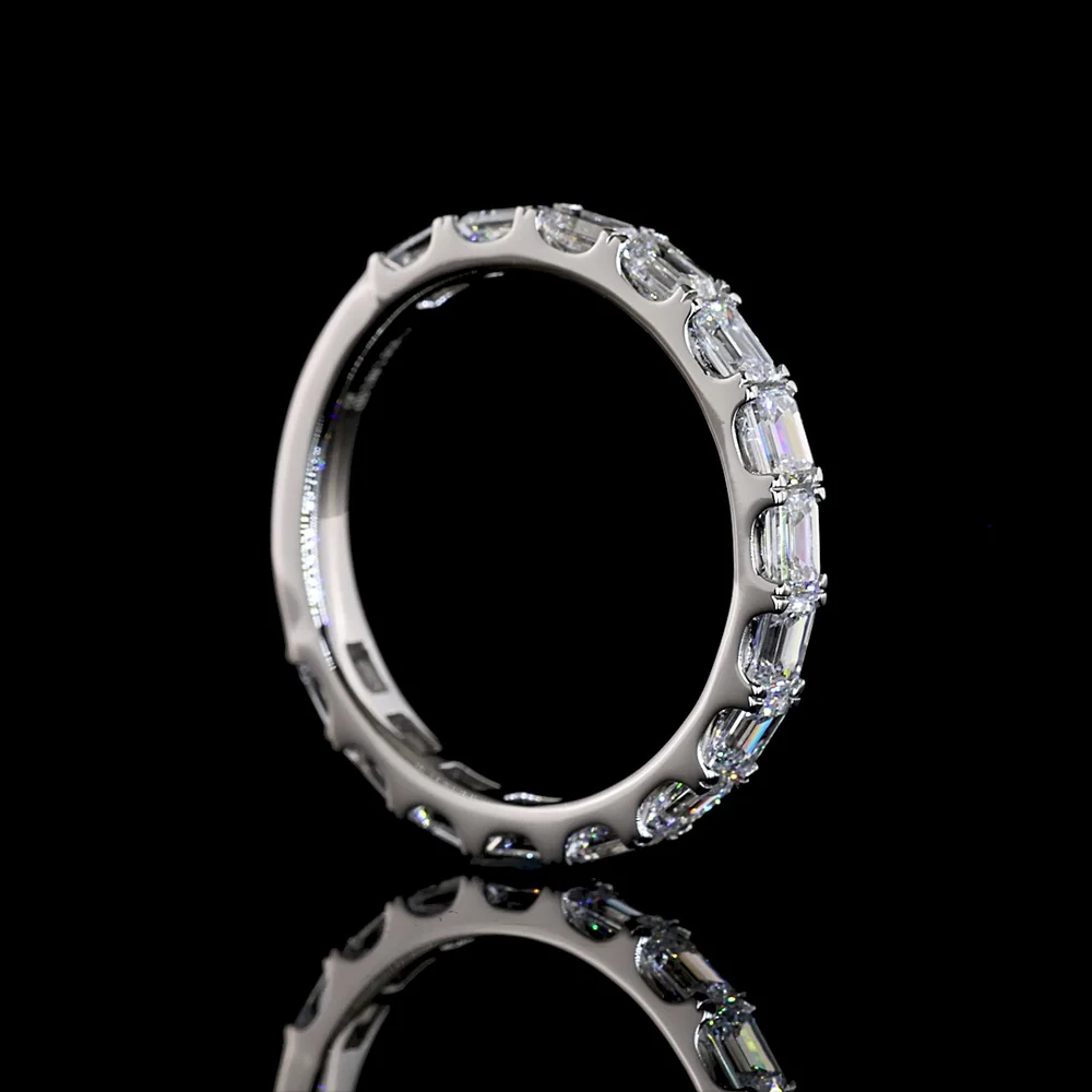 Platinum 3/4 Eternity Band with East-West Set Emerald Cut Lab Diamonds - 1.40 Carats Total Diamond Weight - Covaloro Fine Jewelry - Image 3