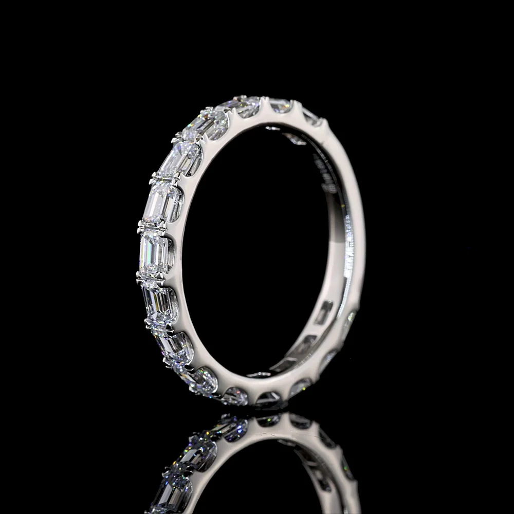 Platinum 3/4 Eternity Band with East-West Set Emerald Cut Lab Diamonds - 1.40 Carats Total Diamond Weight - Covaloro Fine Jewelry - Image 4