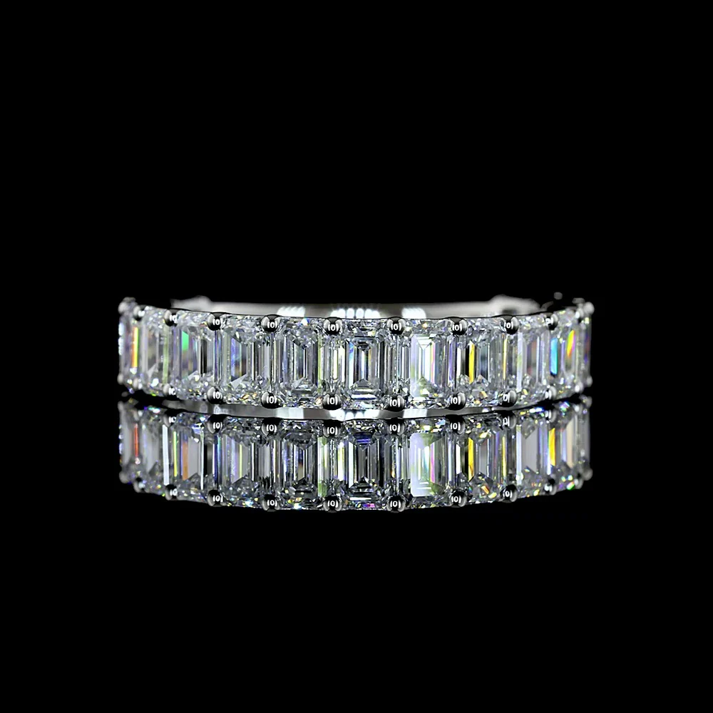 Platinum 3/4 Eternity Band with Emerald Cut Lab Diamonds - 2.60 Carat Total Weight, E-F Color, VS Clarity - Covaloro Fine Jewelry