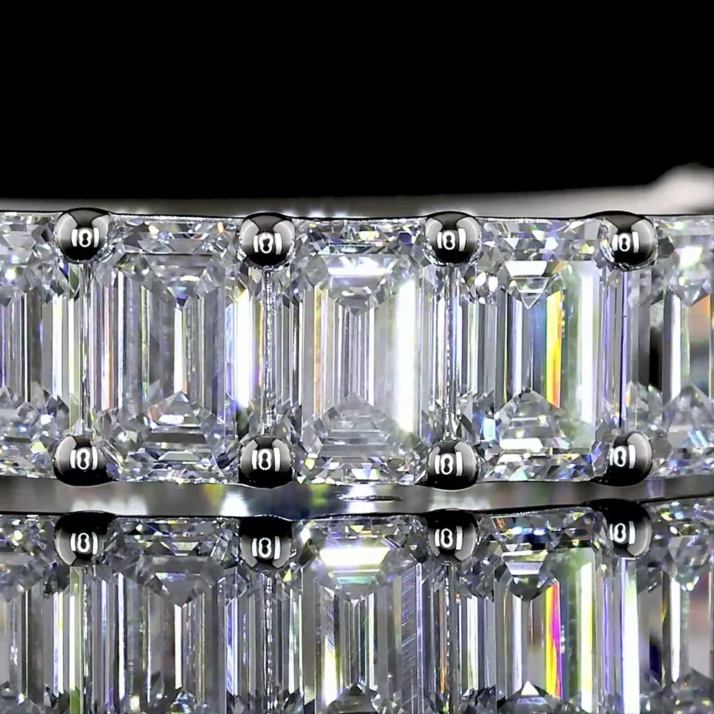 Platinum 3/4 Eternity Band with Emerald Cut Lab Diamonds - 2.60 Carat Total Weight, E-F Color, VS Clarity - Covaloro Fine Jewelry - Image 2
