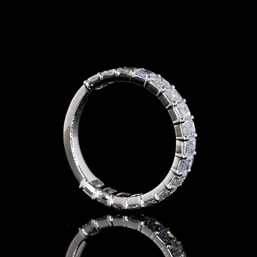 Platinum 3/4 Eternity Band with Emerald Cut Lab Diamonds - 2.60 Carat Total Weight, E-F Color, VS Clarity - Covaloro Fine Jewelry - Image 3