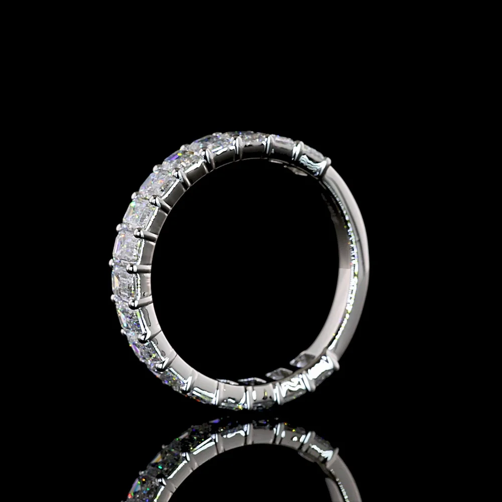 Platinum 3/4 Eternity Band with Emerald Cut Lab Diamonds - 2.60 Carat Total Weight, E-F Color, VS Clarity - Covaloro Fine Jewelry - Image 4