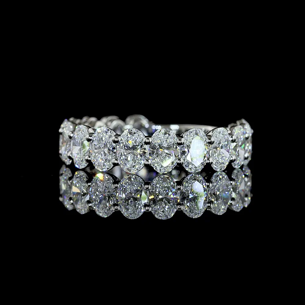 Platinum 3/4 Eternity Band with North-South Oval Cut Lab Diamonds - 3.19 Carat Total Weight E-F VS1 - Covaloro Fine Jewelry