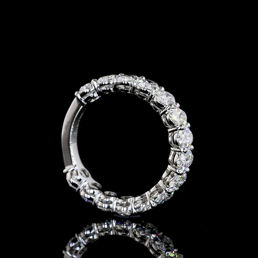 Platinum 3/4 Eternity Band with North-South Oval Cut Lab Diamonds - 3.19 Carat Total Weight E-F VS1 - Covaloro Fine Jewelry - Image 3