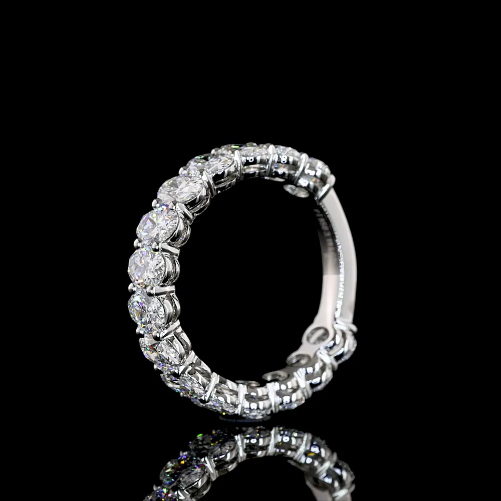 Platinum 3/4 Eternity Band with North-South Oval Cut Lab Diamonds - 3.19 Carat Total Weight E-F VS1 - Covaloro Fine Jewelry - Image 4