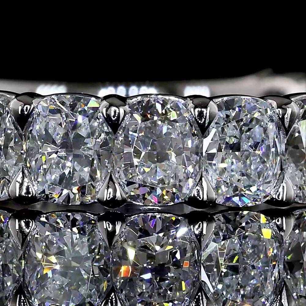 Platinum 3/4 Eternity Band with North-South Prong Set Cushion Brilliant Cut Lab Diamonds - 2.68 Carats Total Diamond Weight (E-F Color, VS1 Clarity) - Covaloro Fine Jewelry - Image 2