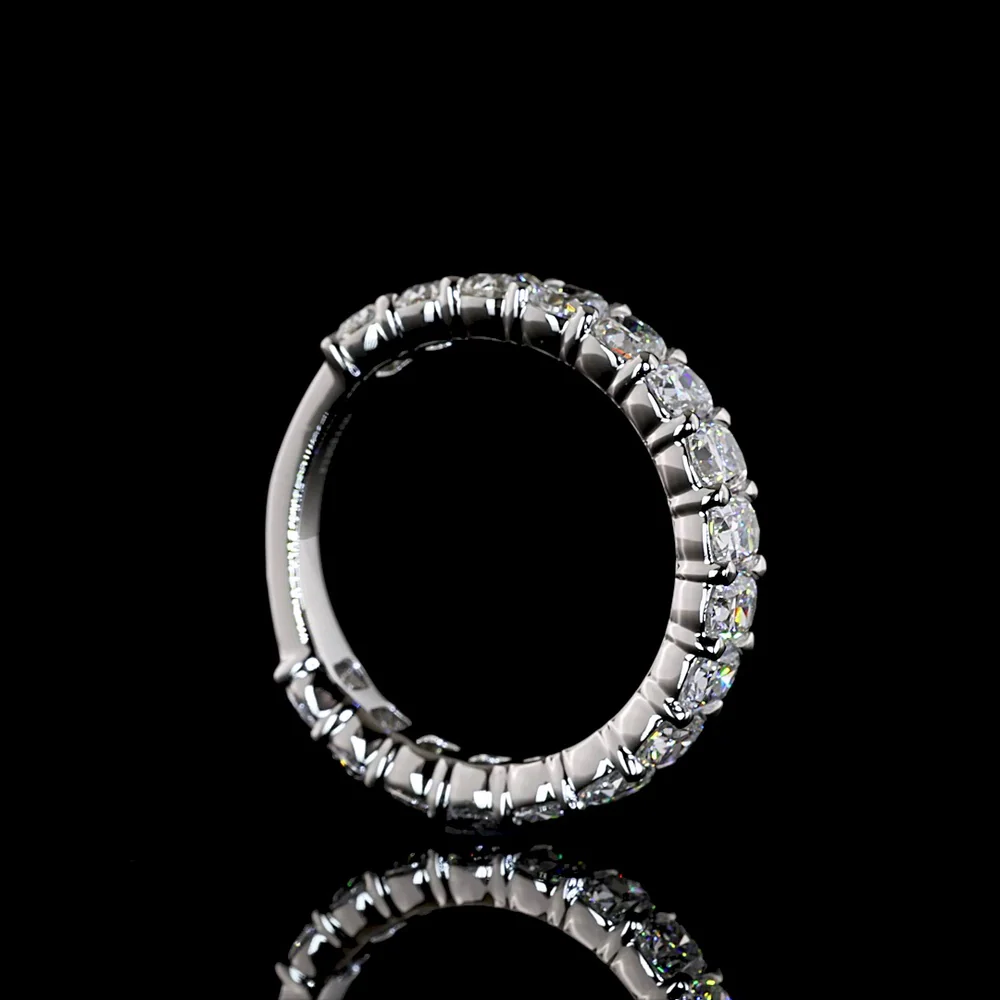 Platinum 3/4 Eternity Band with North-South Prong Set Cushion Brilliant Cut Lab Diamonds - 2.68 Carats Total Diamond Weight (E-F Color, VS1 Clarity) - Covaloro Fine Jewelry - Image 3