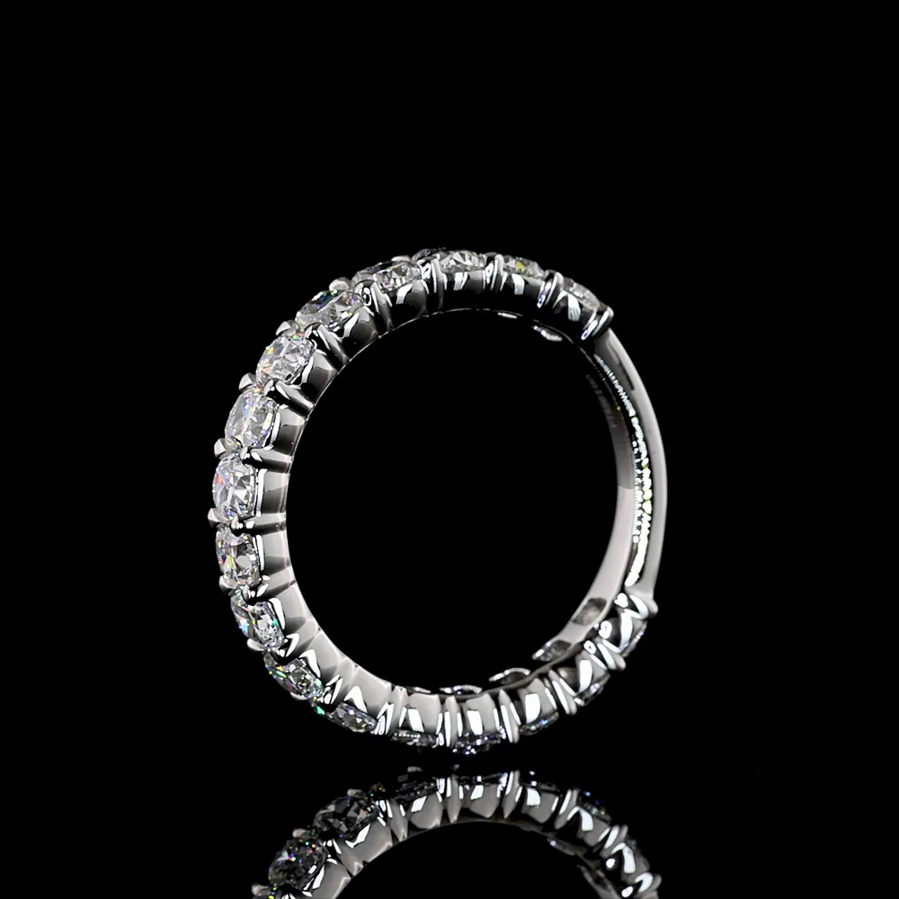 Platinum 3/4 Eternity Band with North-South Prong Set Cushion Brilliant Cut Lab Diamonds - 2.68 Carats Total Diamond Weight (E-F Color, VS1 Clarity) - Covaloro Fine Jewelry - Image 4