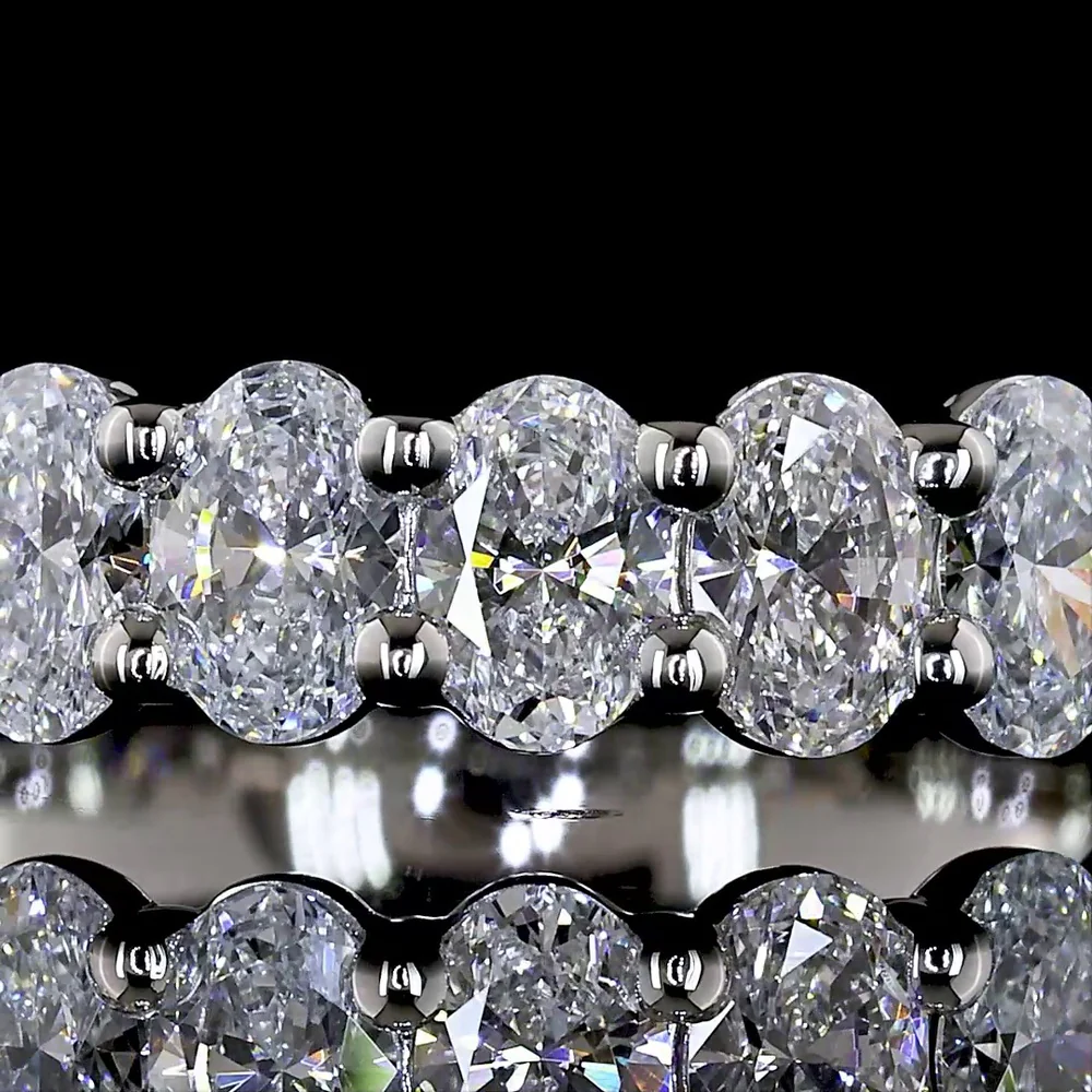 Platinum 3/4 Eternity Band with North-South Prong Set Oval Cut Lab Diamonds - 1.15 Carat Total Weight, E-F Color VS Clarity - Covaloro Fine Jewelry - Image 2