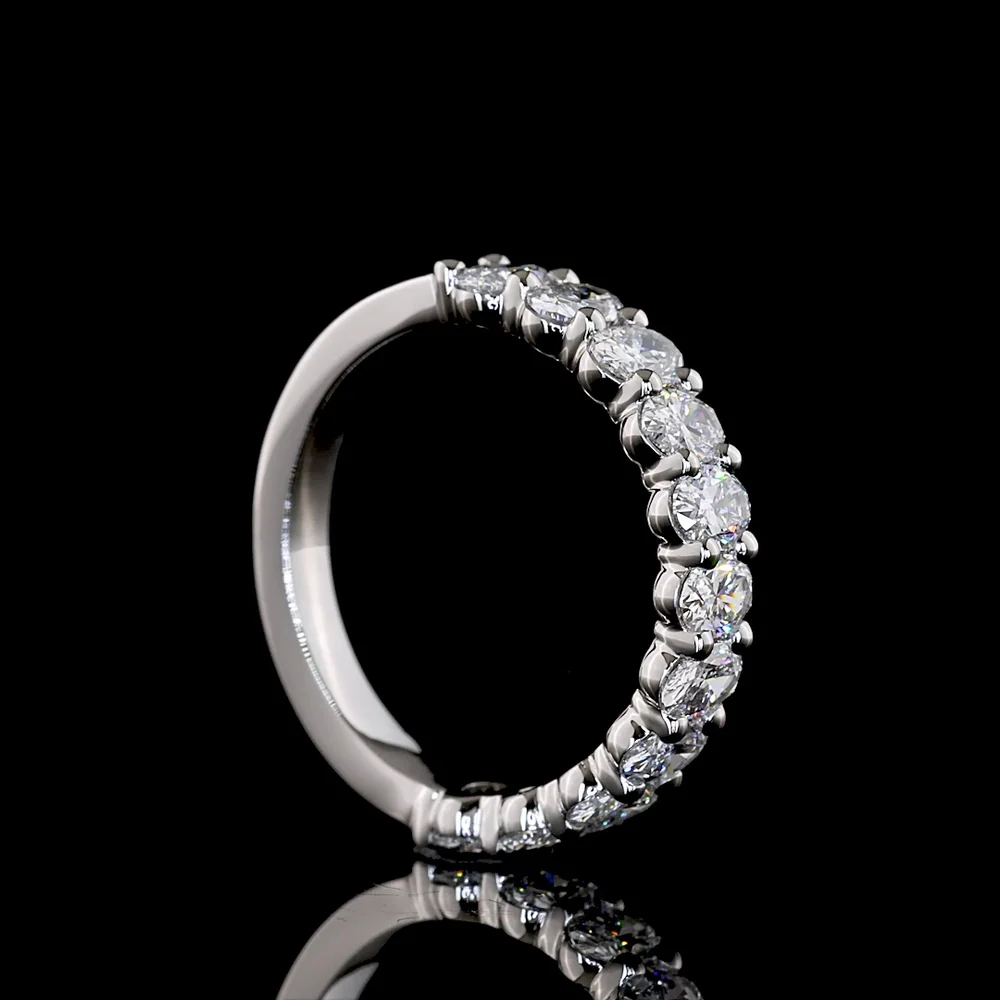 Platinum 3/4 Eternity Band with North-South Prong Set Oval Cut Lab Diamonds - 1.15 Carat Total Weight, E-F Color VS Clarity - Covaloro Fine Jewelry - Image 3