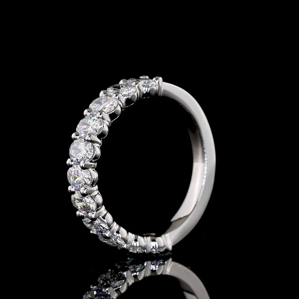 Platinum 3/4 Eternity Band with North-South Prong Set Oval Cut Lab Diamonds - 1.15 Carat Total Weight, E-F Color VS Clarity - Covaloro Fine Jewelry - Image 4