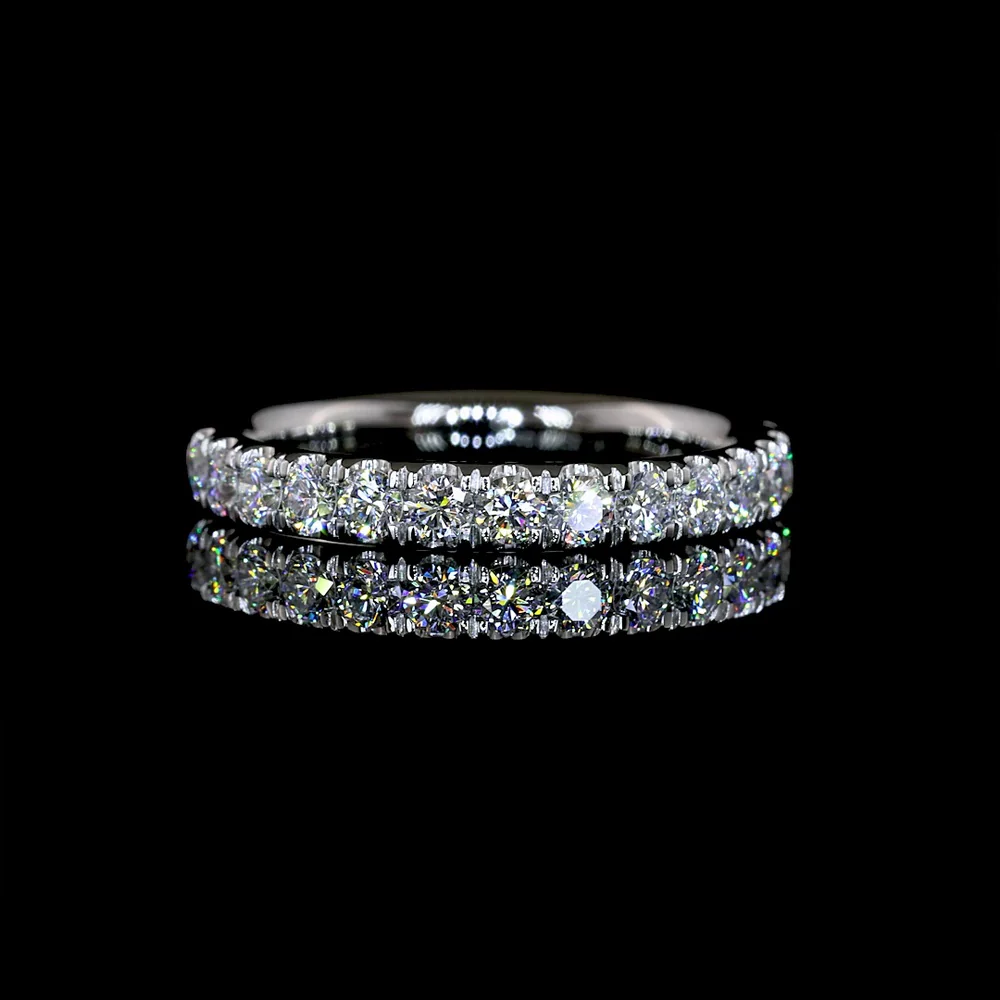 Platinum 3/4 Eternity Band with Pavé Micro Set Round Brilliant Natural Diamonds - 0.69 Carat Total Weight, E-F Color, VS Clarity - Covaloro Fine Jewelry