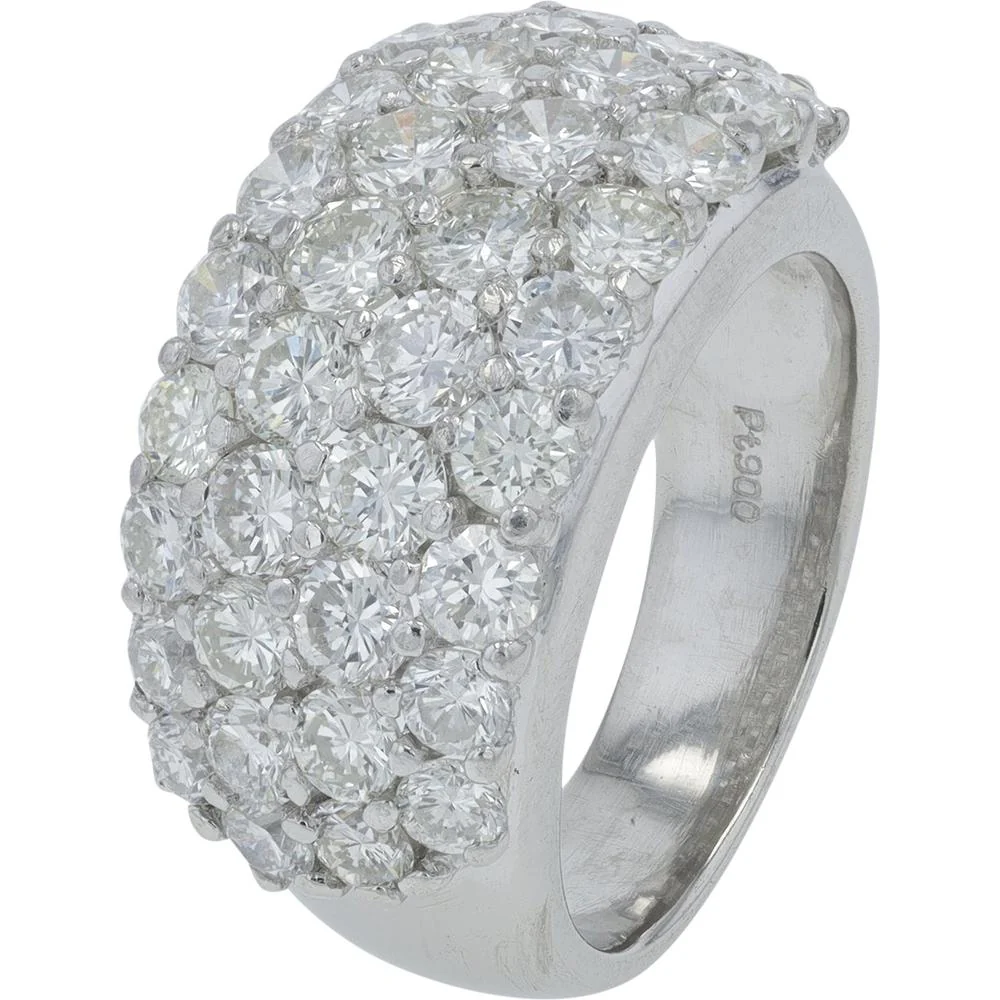 Platinum 3.53 Carat Total Weight Diamond Band Ring - Pavé Set Round Diamonds