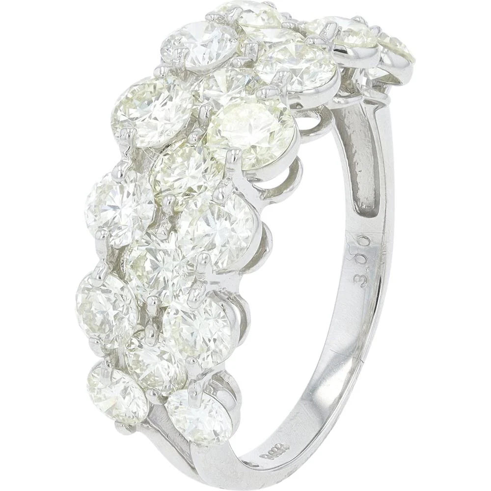 Platinum 3 Carat Round Diamond Ring with Prong Setting - 3.00 Carat Total Diamond Weight
