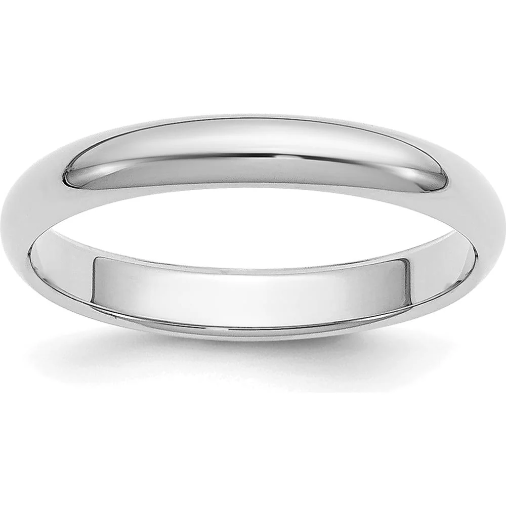 Platinum 3mm Half Round Wedding Band - Size 6 by Luciano & Cie