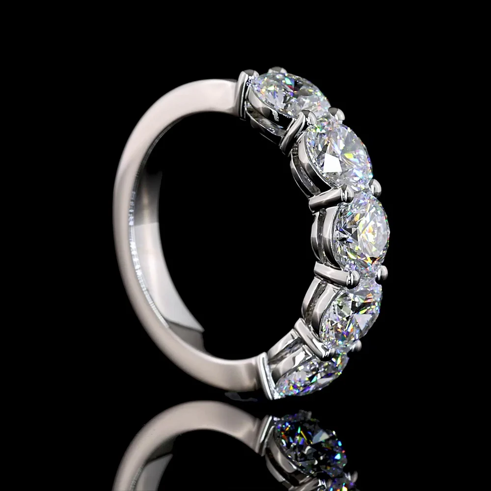 Platinum 5-Stone Eternity Band with Round Brilliant Cut Lab Diamonds - 3.00 Carat Total Weight, E-F Color VS2 Clarity - Covaloro Fine Jewelry - Image 3