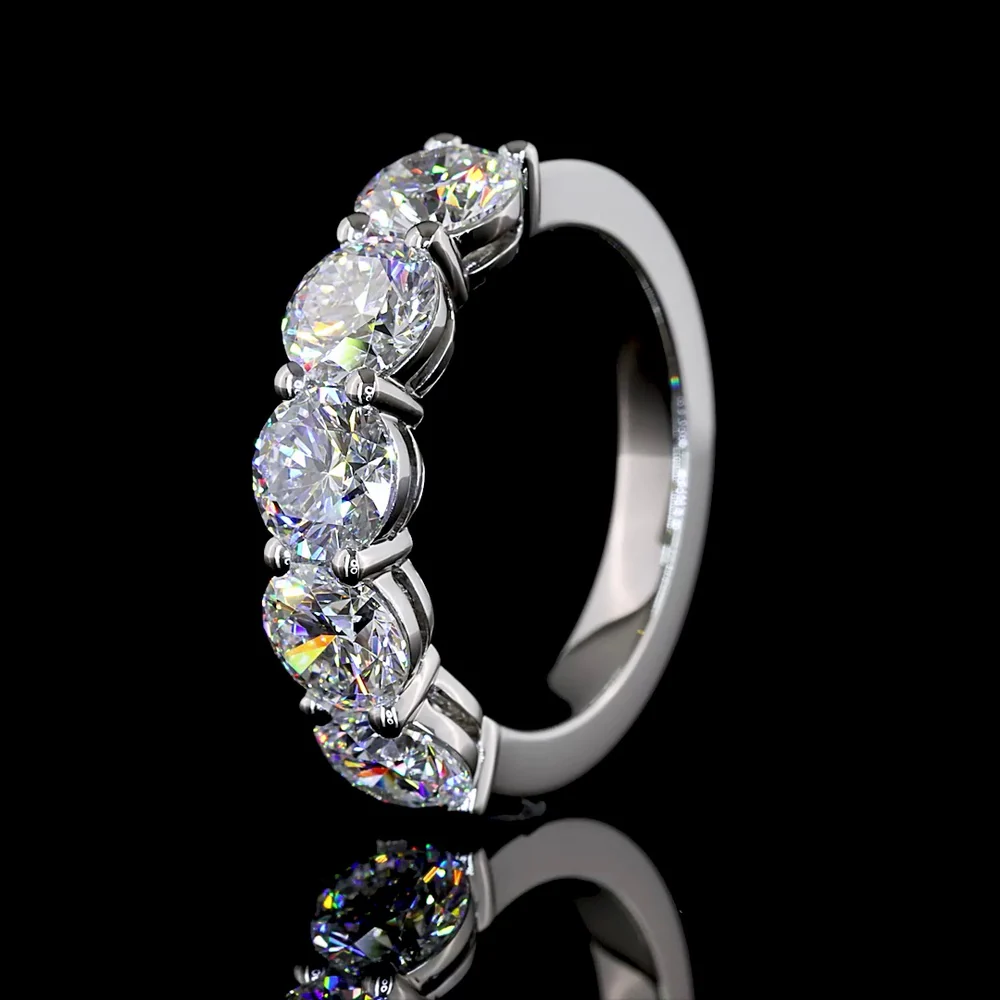 Platinum 5-Stone Eternity Band with Round Brilliant Cut Lab Diamonds - 3.00 Carat Total Weight, E-F Color VS2 Clarity - Covaloro Fine Jewelry - Image 4