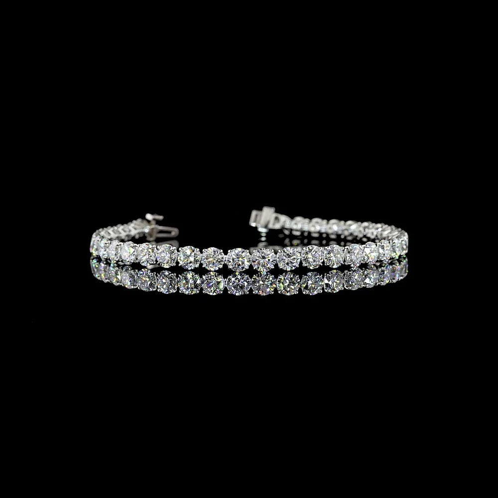 Platinum 7.5" Tennis Bracelet with 37 Prong-Set Round Lab Diamonds - 11.40 Carat Total Weight, E-F Color VS Clarity - Covaloro Fine Jewelry