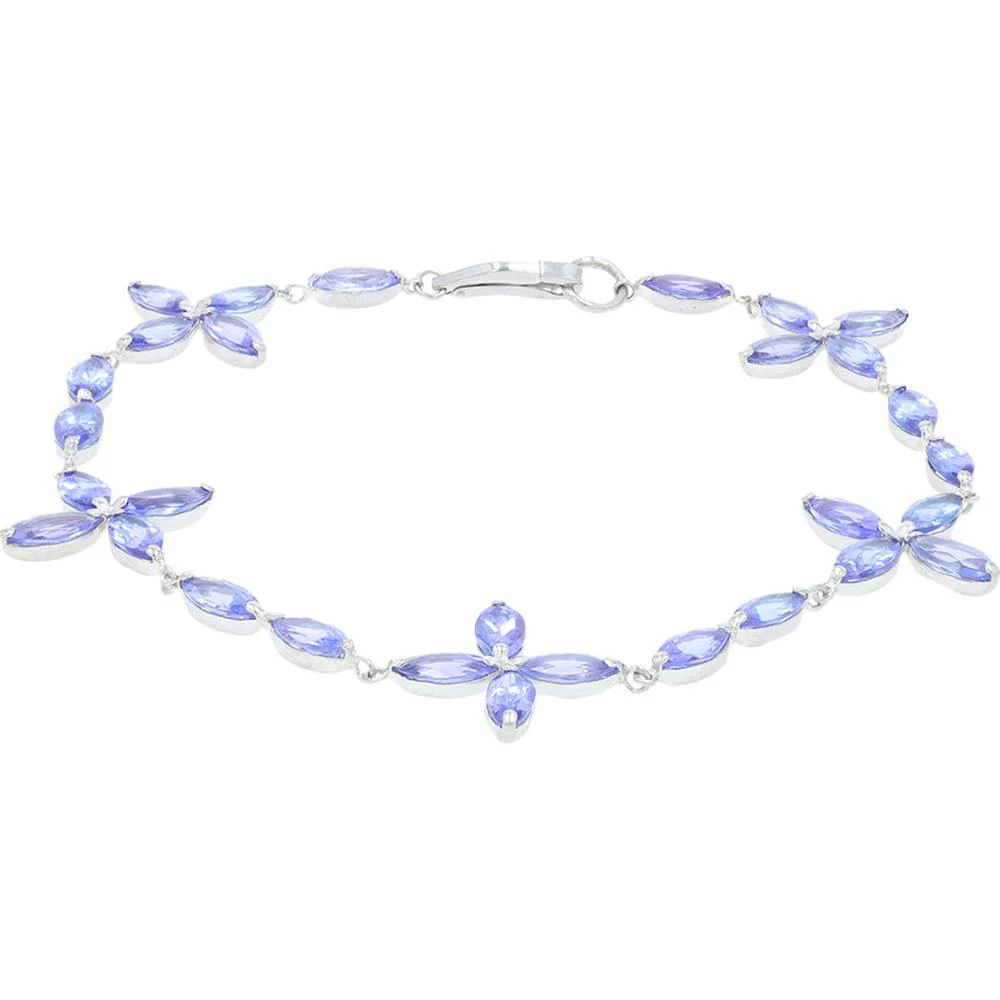 Platinum 7 - Inch Tanzanite Flower Bracelet with 6.60 Carat Total Carat Weight Tanzanite