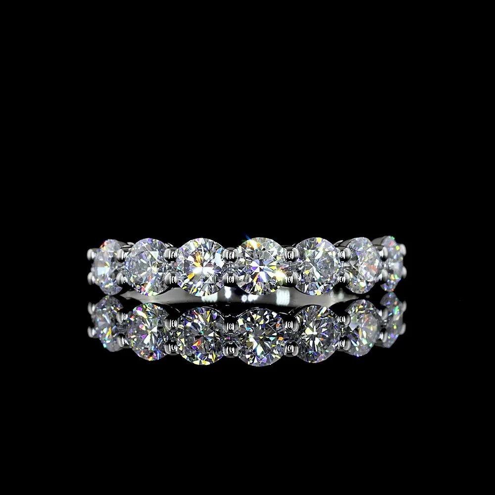 Platinum 7-Stone Eternity Band with Prong-Set Round Lab-Grown Diamonds - 1.02 Carat Total Weight (E-F Color, VS Clarity) - Covaloro Fine Jewelry