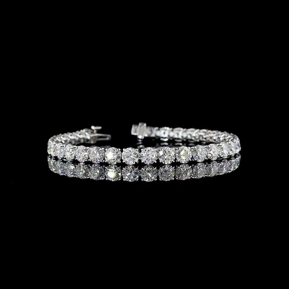 Platinum 8" Tennis Bracelet with 33 Prong Set Round Brilliant Cut Lab Diamonds - 17.09 Carat Total Weight - Covaloro Fine Jewelry