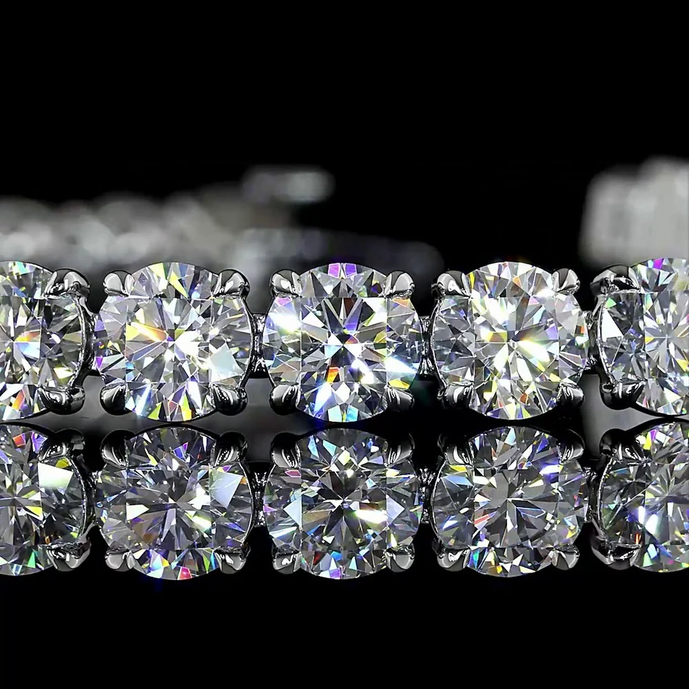Platinum 8" Tennis Bracelet with 33 Prong Set Round Brilliant Cut Lab Diamonds - 17.09 Carat Total Weight - Covaloro Fine Jewelry - Image 2