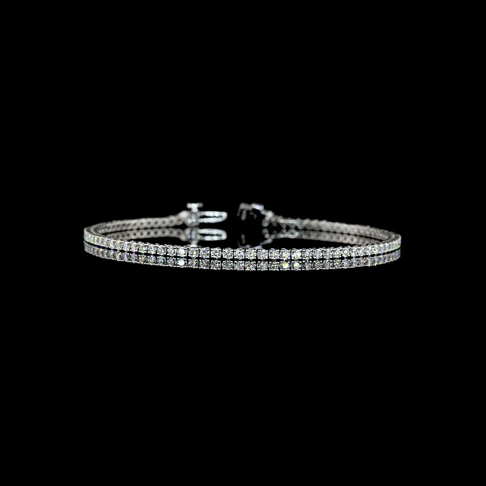 Platinum 89-Stone Tennis Bracelet with Round Brilliant Cut Natural Diamonds - 2.19 Carat Total Diamond Weight, G-H Color SI Clarity - Covaloro Fine Jewelry