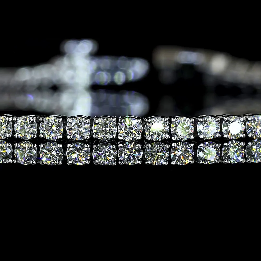 Platinum 89-Stone Tennis Bracelet with Round Brilliant Cut Natural Diamonds - 2.19 Carat Total Diamond Weight, G-H Color SI Clarity - Covaloro Fine Jewelry - Image 2