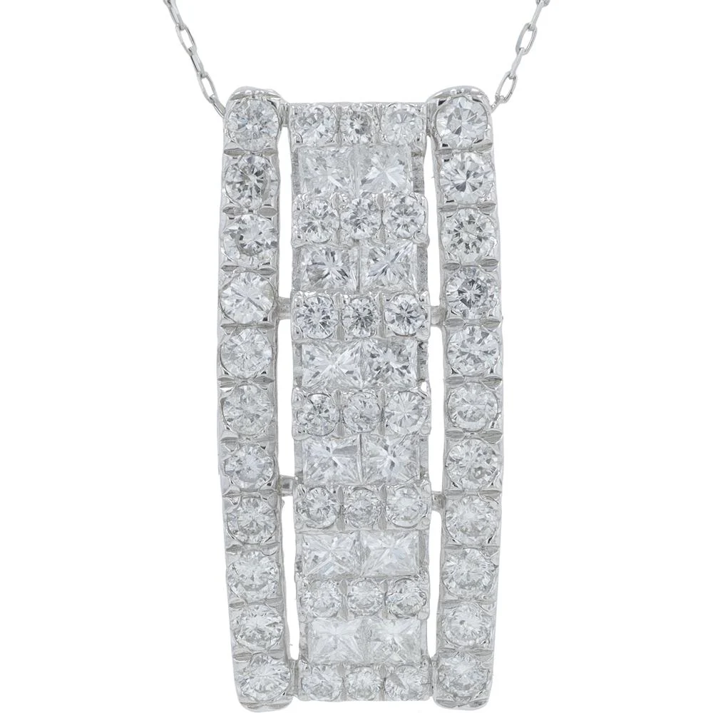 Platinum 900 2.00 Carat Total Diamond Pendant with Geometric Design