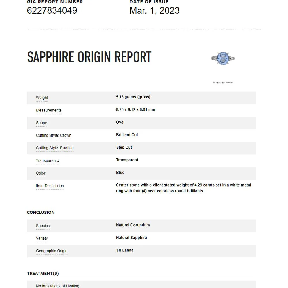 Platinum 900 Sri Lanka No Heat Sapphire Ring with 0.58 Carat Total Diamond Weight - 2.87 Carat Sapphire - Image 3
