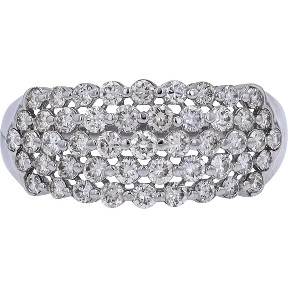 Platinum 950 Diamond Lattice Ring with 1.00 Carat Total Round Diamonds