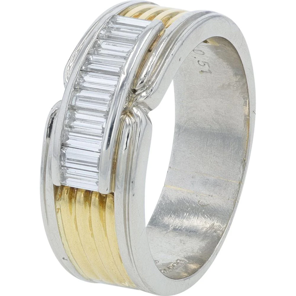 Platinum & 18K Yellow Gold Ring with 0.51 Carat Baguette - Cut Diamonds