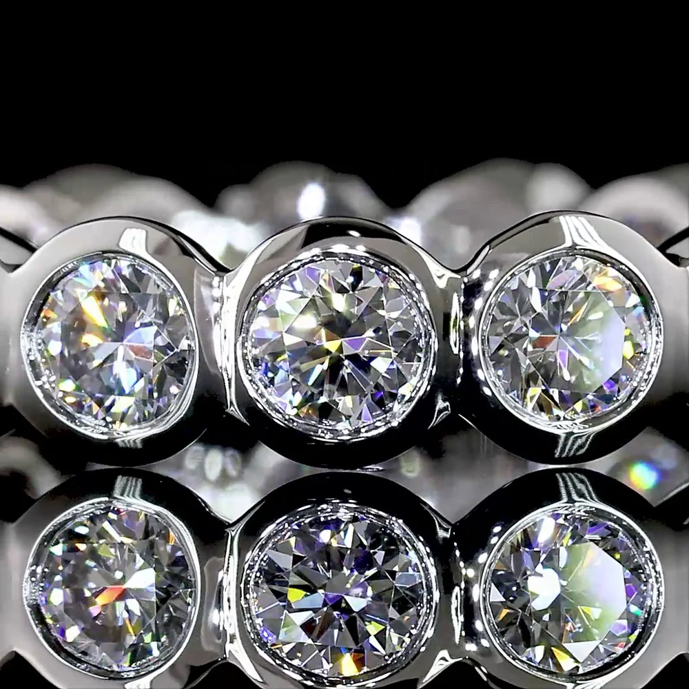 Platinum Bezel Set Round Lab Diamond Eternity Band - 1.58 Carat Total Weight E-F Color VS1 Clarity - Covaloro Fine Jewelry - Image 2