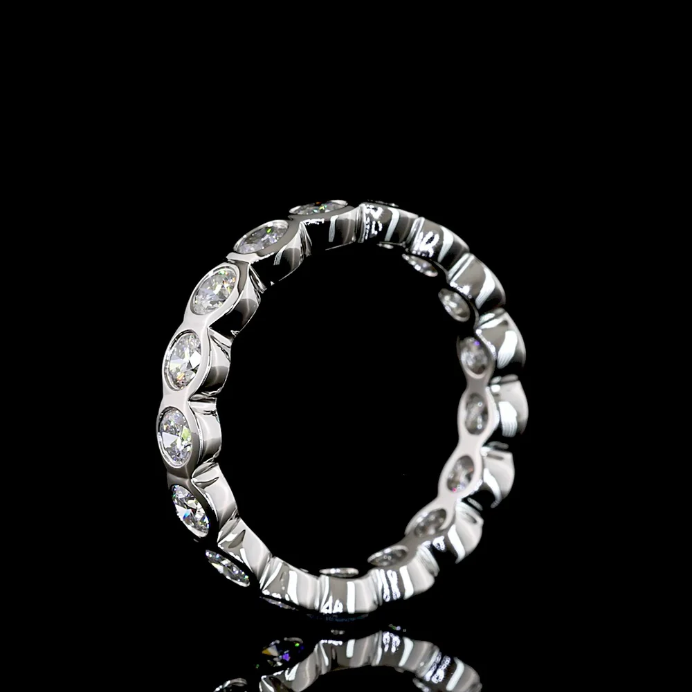 Platinum Bezel Set Round Lab Diamond Eternity Band - 1.58 Carat Total Weight E-F Color VS1 Clarity - Covaloro Fine Jewelry - Image 4