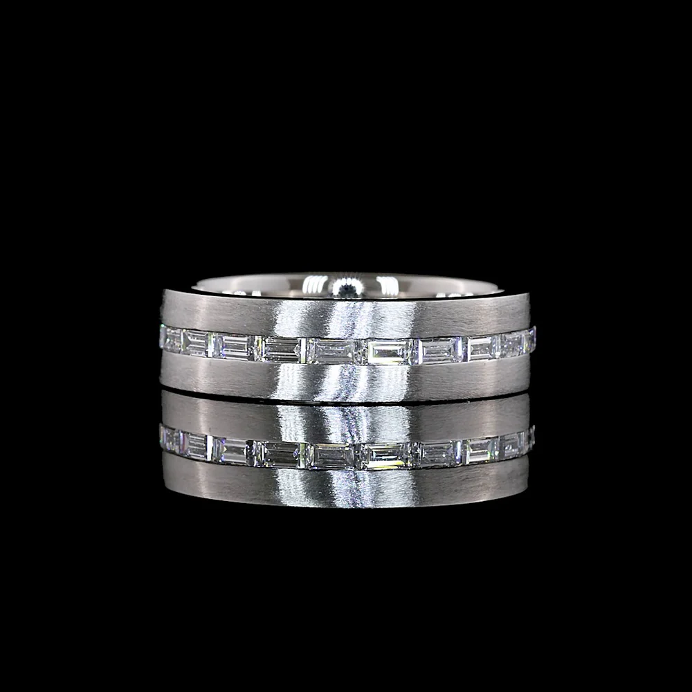 Platinum Channel Set Eternity Band with East-West Baguette Lab Diamonds - 1.27 Carat Total Weight, E-F Color VS1 Clarity, 22 Stones - Covaloro Fine Jewelry
