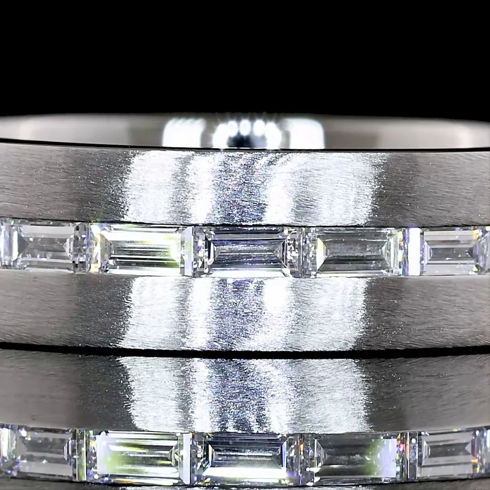 Platinum Channel Set Eternity Band with East-West Baguette Lab Diamonds - 1.27 Carat Total Weight, E-F Color VS1 Clarity, 22 Stones - Covaloro Fine Jewelry - Image 2